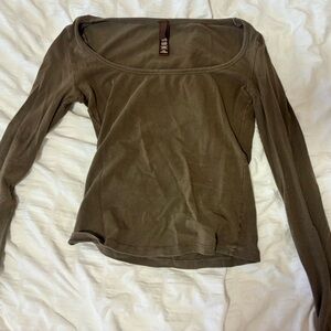 SKIMS Brown Long Sleeve Top - No Longer Sold in Stores